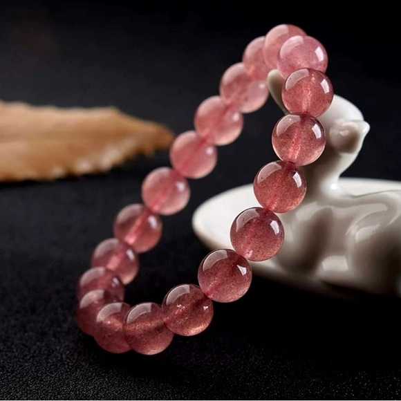 10mm 139.40CT Natural strawberry Quartz Stretchable Bracelet - Picture 17 of 17
